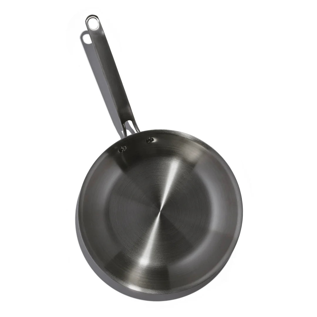 Heritage Steel Eater 10.5" Stainless Steel Fry Pan White Background Top View