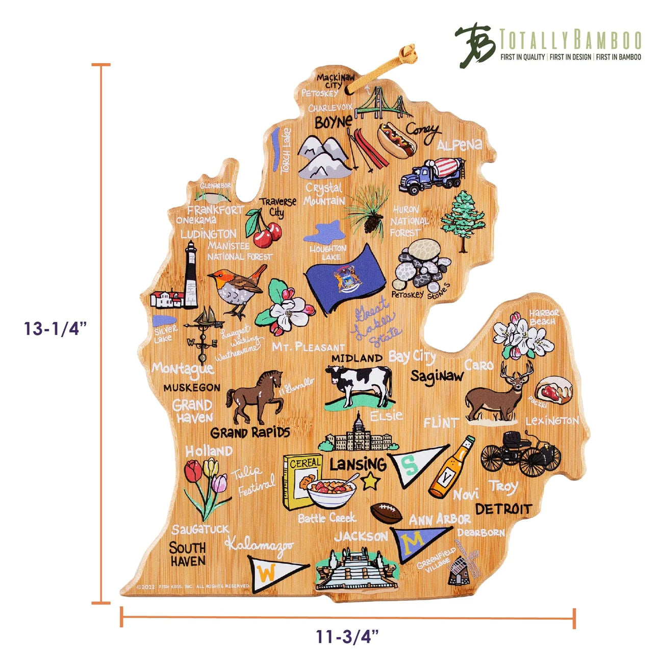 Totally Bamboo Michigan Cutting & Serving Board with Artwork by Fishkiss™