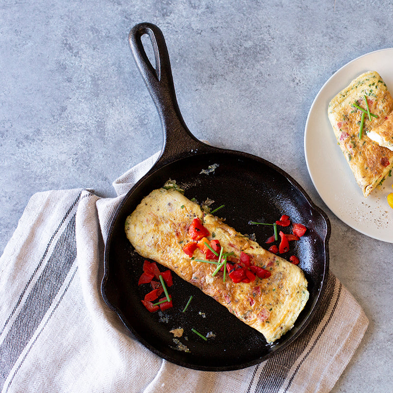 Lodge Chef Collection 8" Cast Iron Skillet with omelette