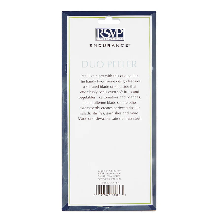 RSVP Duo Peeler in Retail Packaging Reverse side