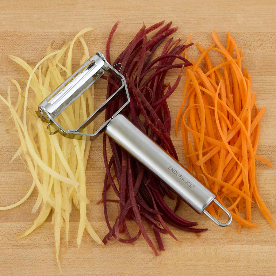 RSVP Duo Peeler with vegetable strips