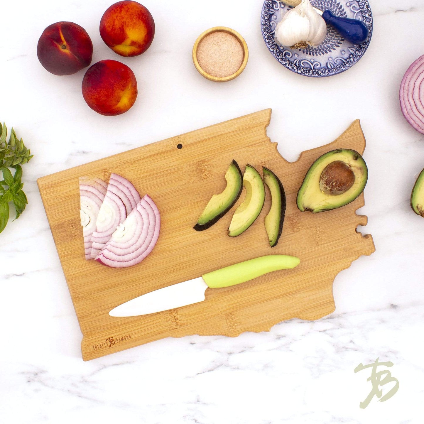 Totally Bamboo Destination Washington State Cutting Board Reverse, Blank Side