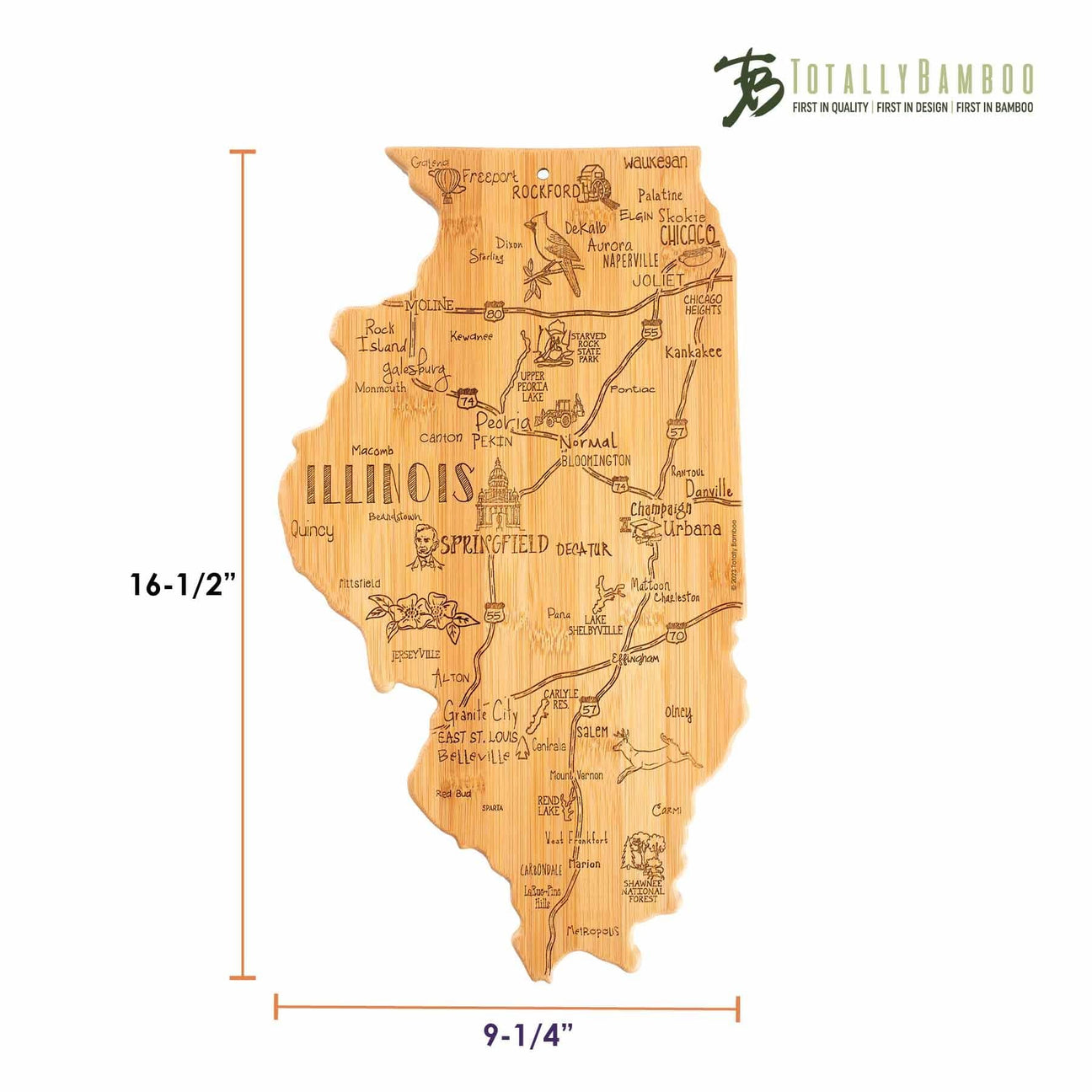 Totally Bamboo Illinois Cutting and Serving Board Dimensions