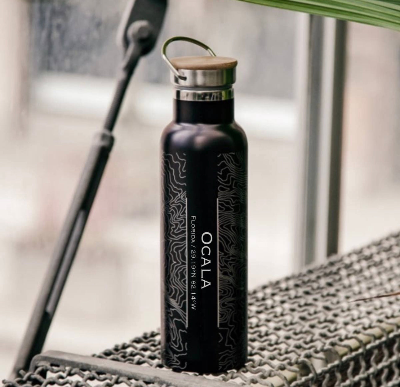 Ocala Map Bottle with Bamboo Top