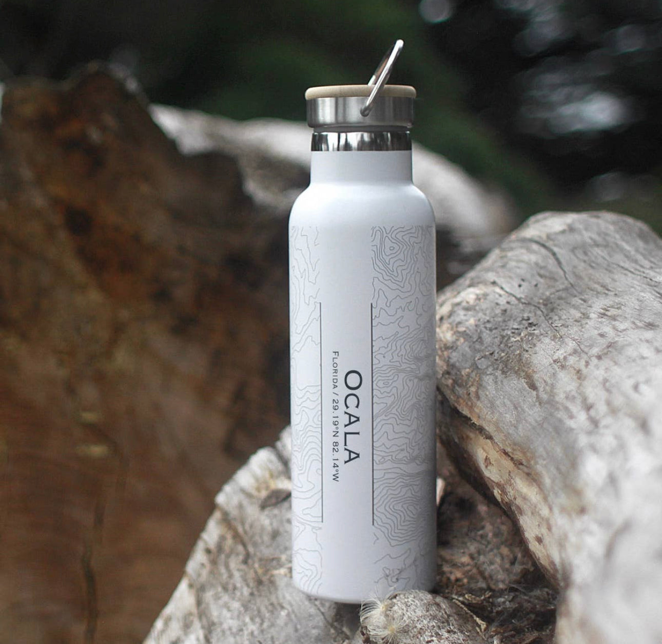 Ocala Map Bottle with Bamboo Top