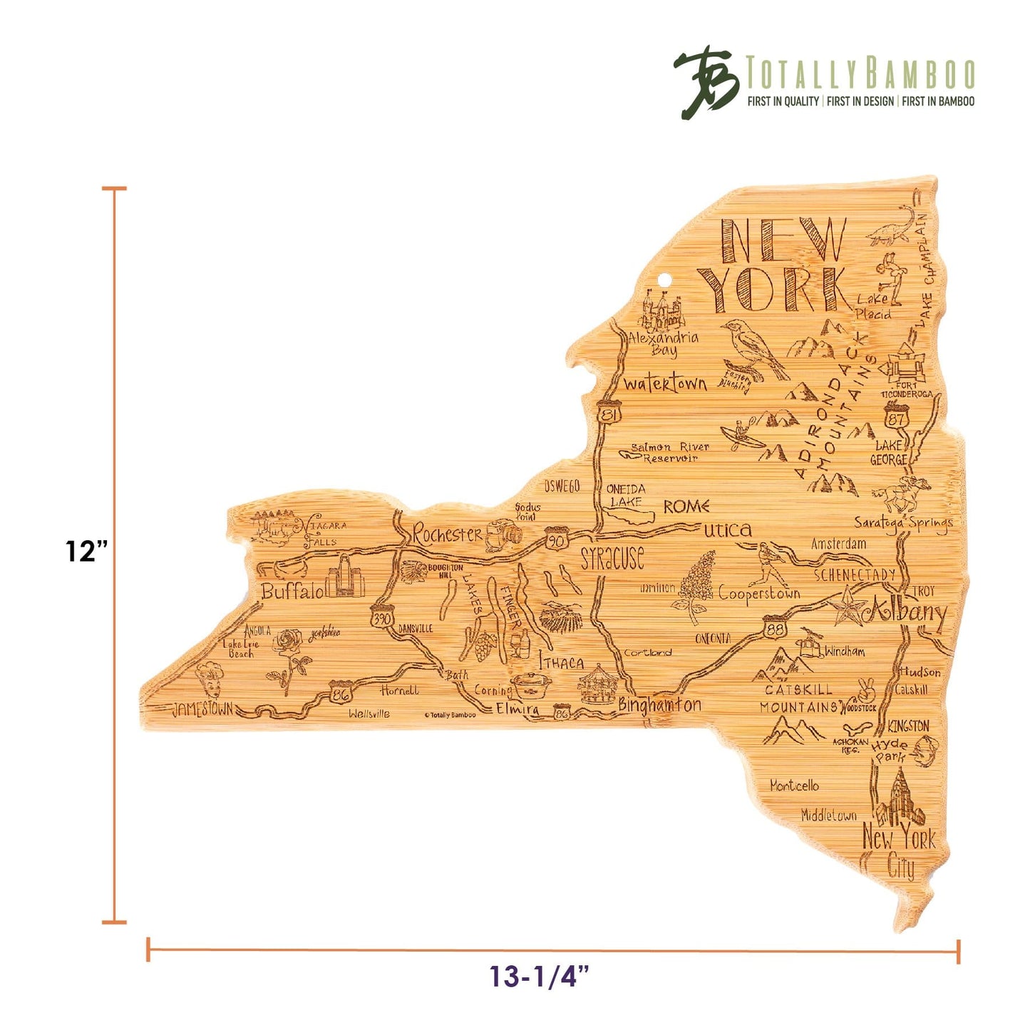 Totally Bamboo Destination New York Cutting and Serving. Board Dimensions