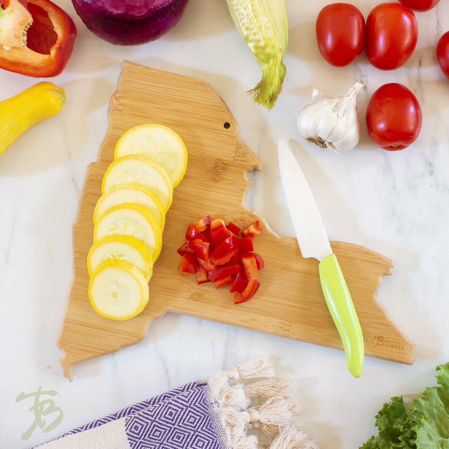 Totally Bamboo Destination New York Cutting and Serving Board Reverse, Blank Side