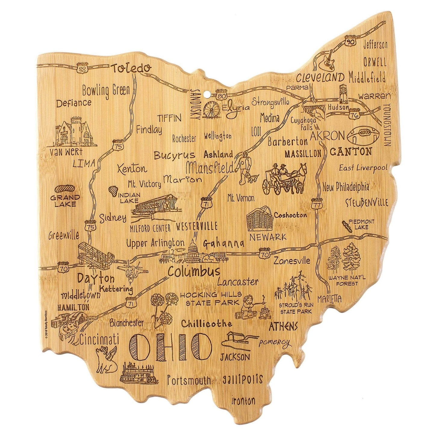 Totally Bamboo Destination Ohio Cutting and Serving Board