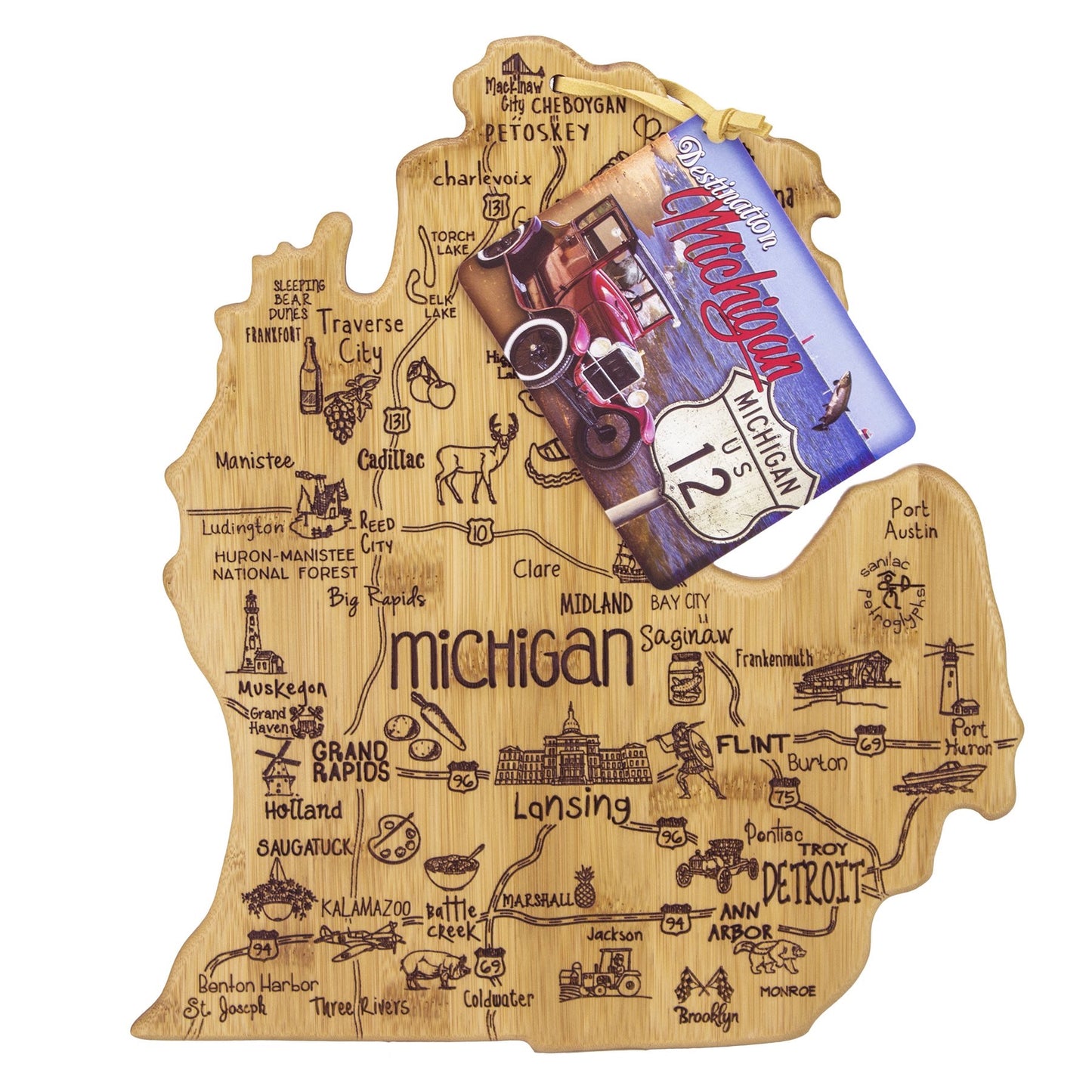 Totally Bamboo Destination Michigan Mitten shaped Cutting Board - Home Gadgets