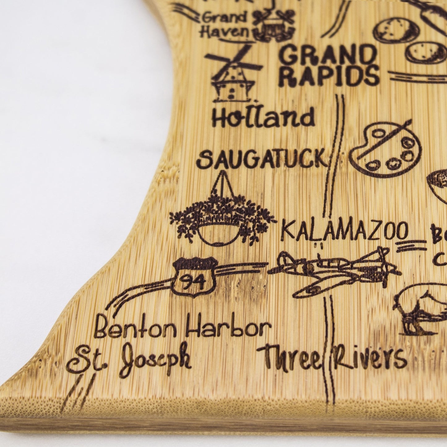 Totally Bamboo Destination Michigan Mitten shaped Cutting Board - Home Gadgets