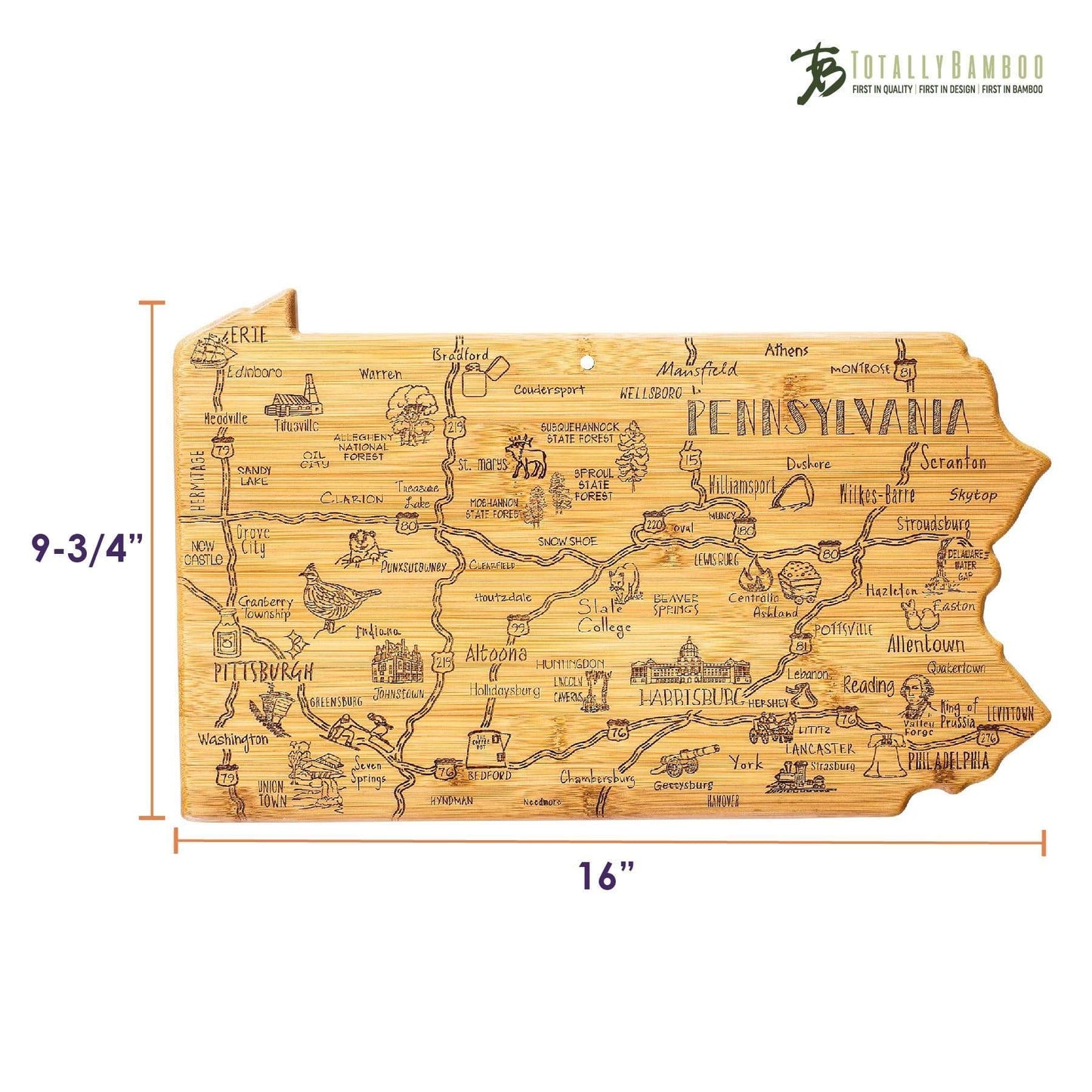 Totally Bamboo Pennsylvania Cutting Board - Home Gadgets
