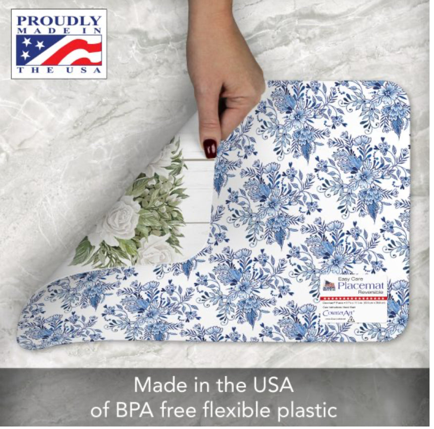 Blue and white Pottery Reversible Placemat