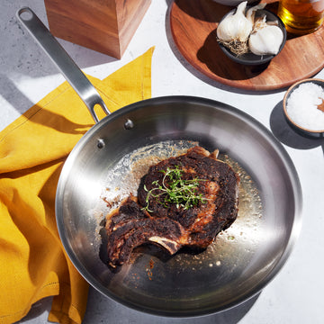 Heritage Steel Eater 12" Stainless Steel  Frying Pan cooking steak 