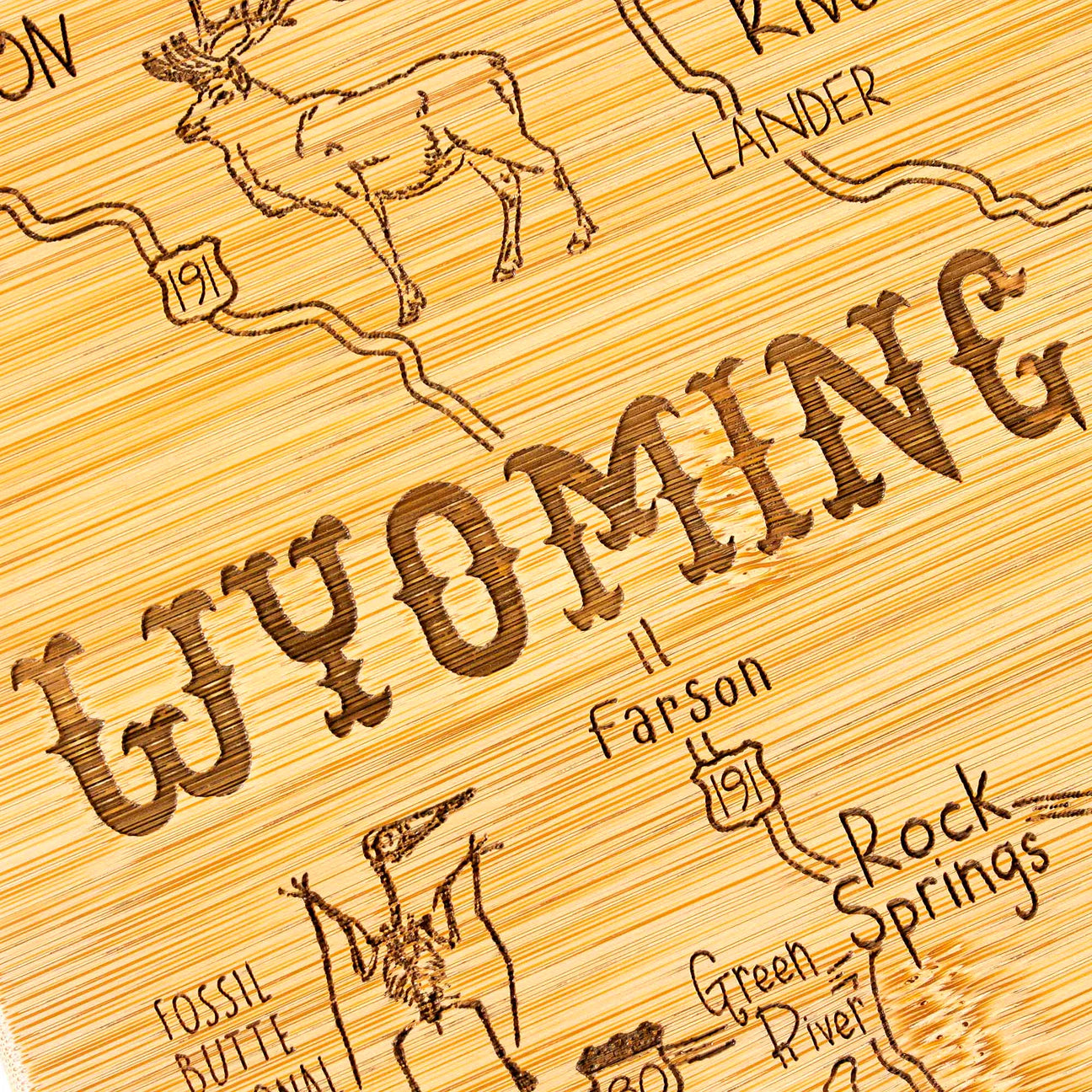 Totally Bamboo Destination Wyoming Cutting and Serving Board