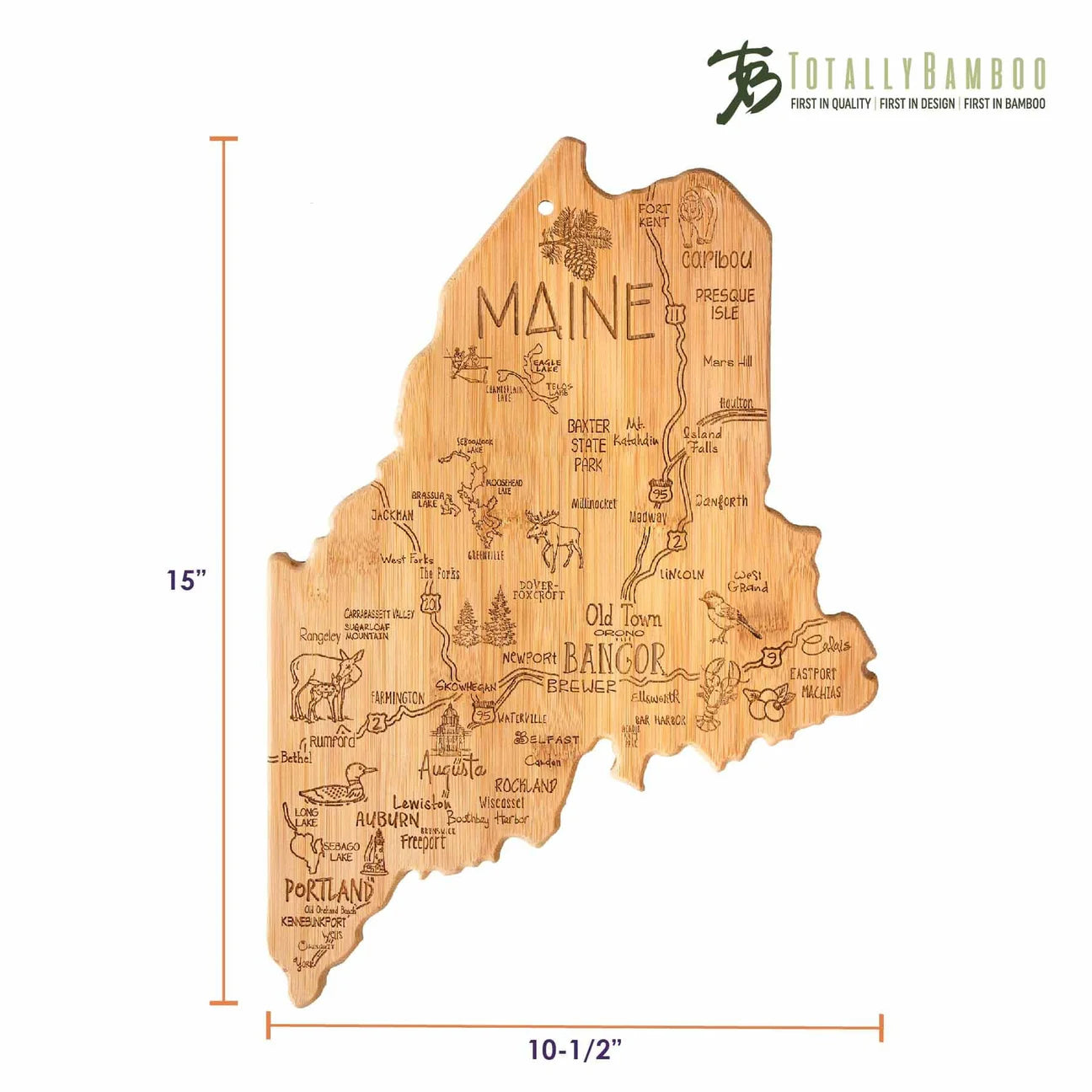 Totally Bamboo Destination Maine Cutting and Serving Board