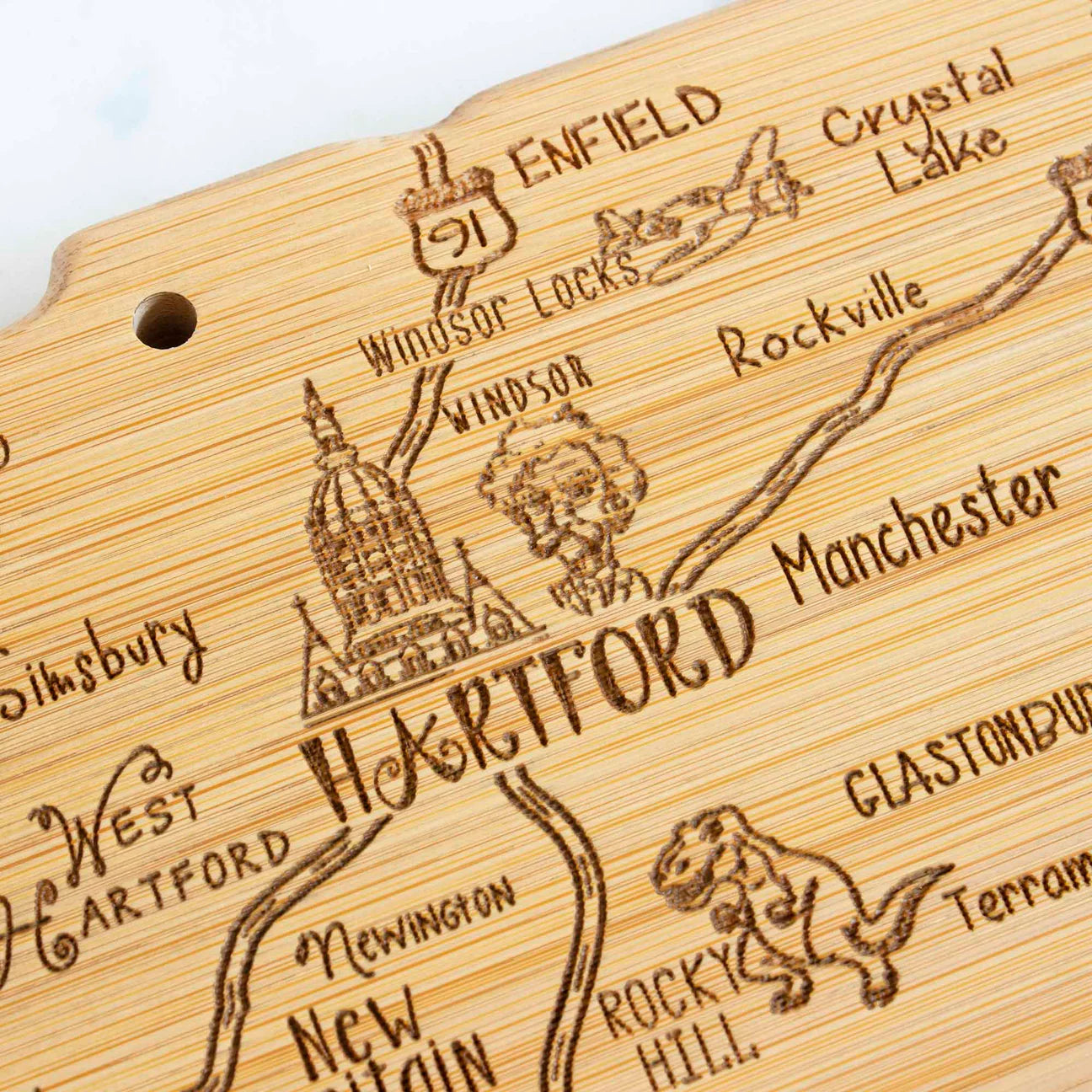 Totally Bamboo Destination Connecticut Cutting and Serving Board