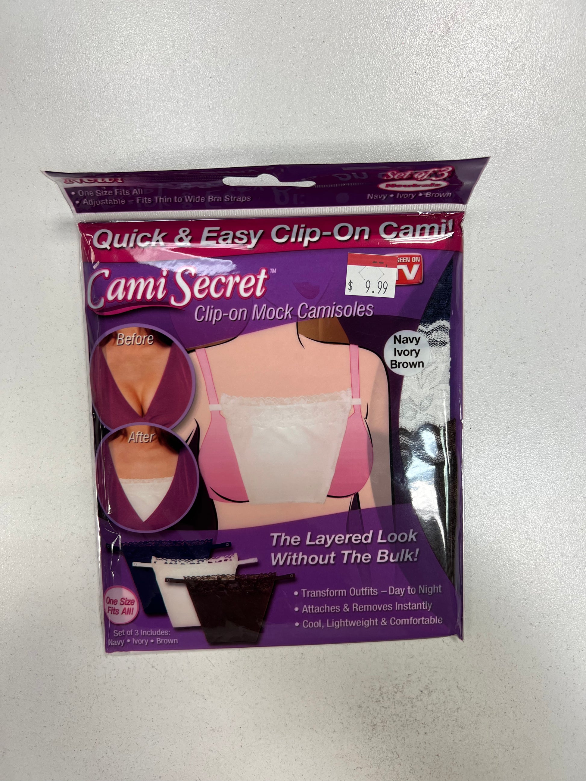 Cami Secret Clip On Mock Camisoles (3 Pack) White Black Beige : :  Clothing, Shoes & Accessories