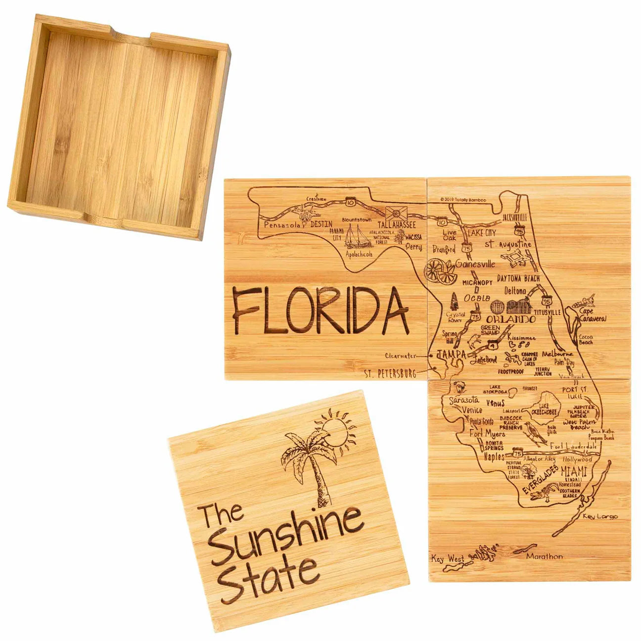 Totally Bamboo Florida State Puzzle 4-pc. Coster Set With Case