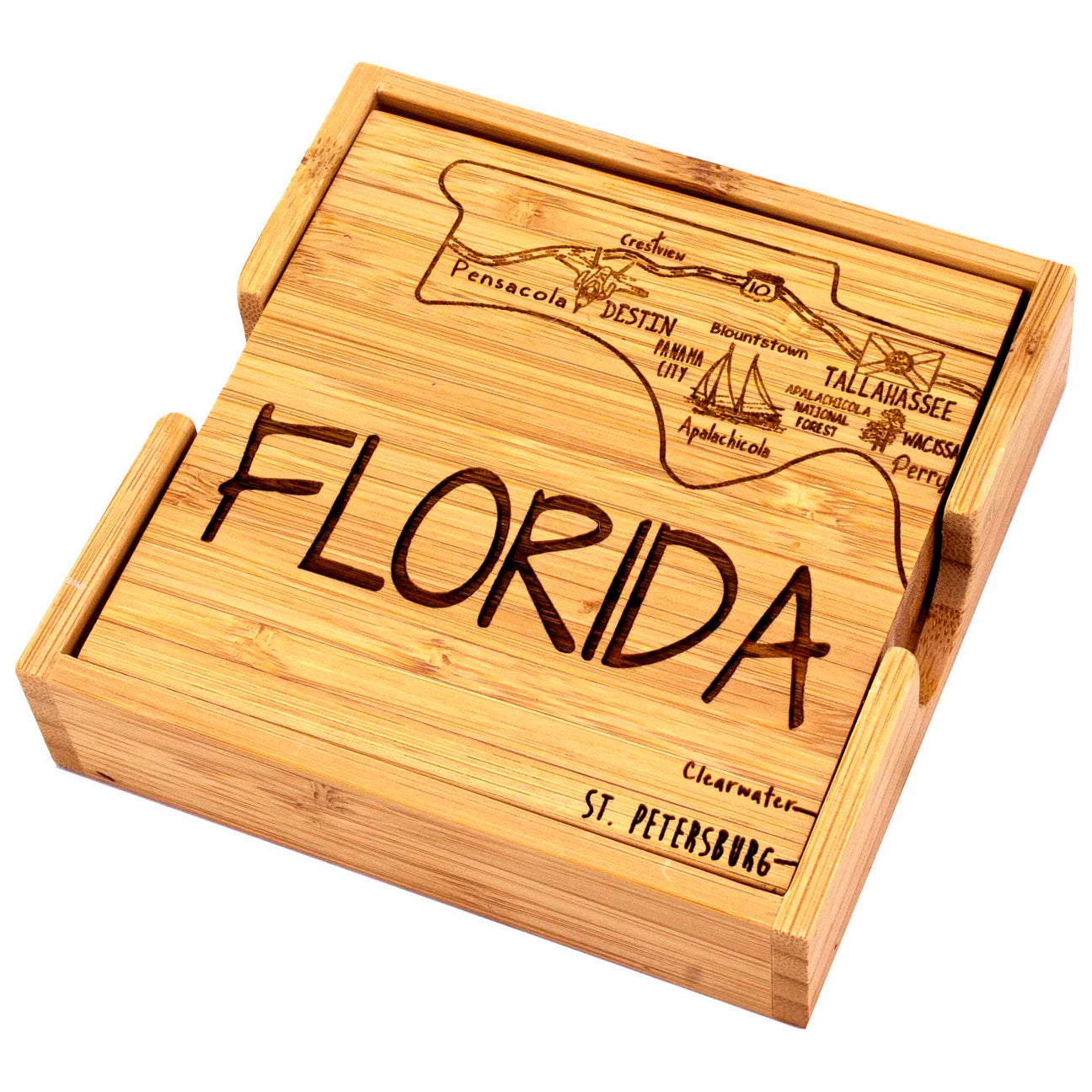 Totally Bamboo Florida State Puzzle 4-pc. Coster Set With Case