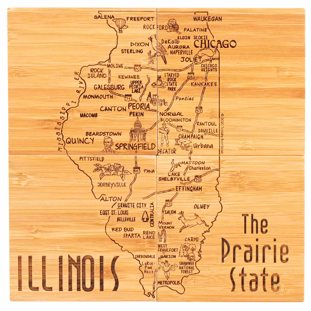 Totally Bamboo Illinois State Puzzle 4-Pc. Coster Set With Case