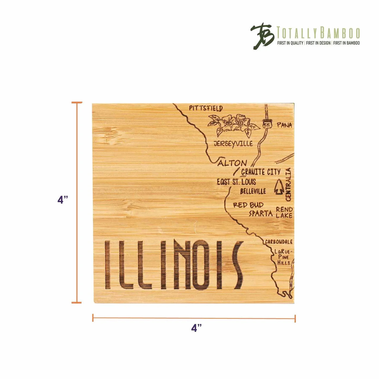 Totally Bamboo Illinois State Puzzle 4-Pc. Coster Set With Case