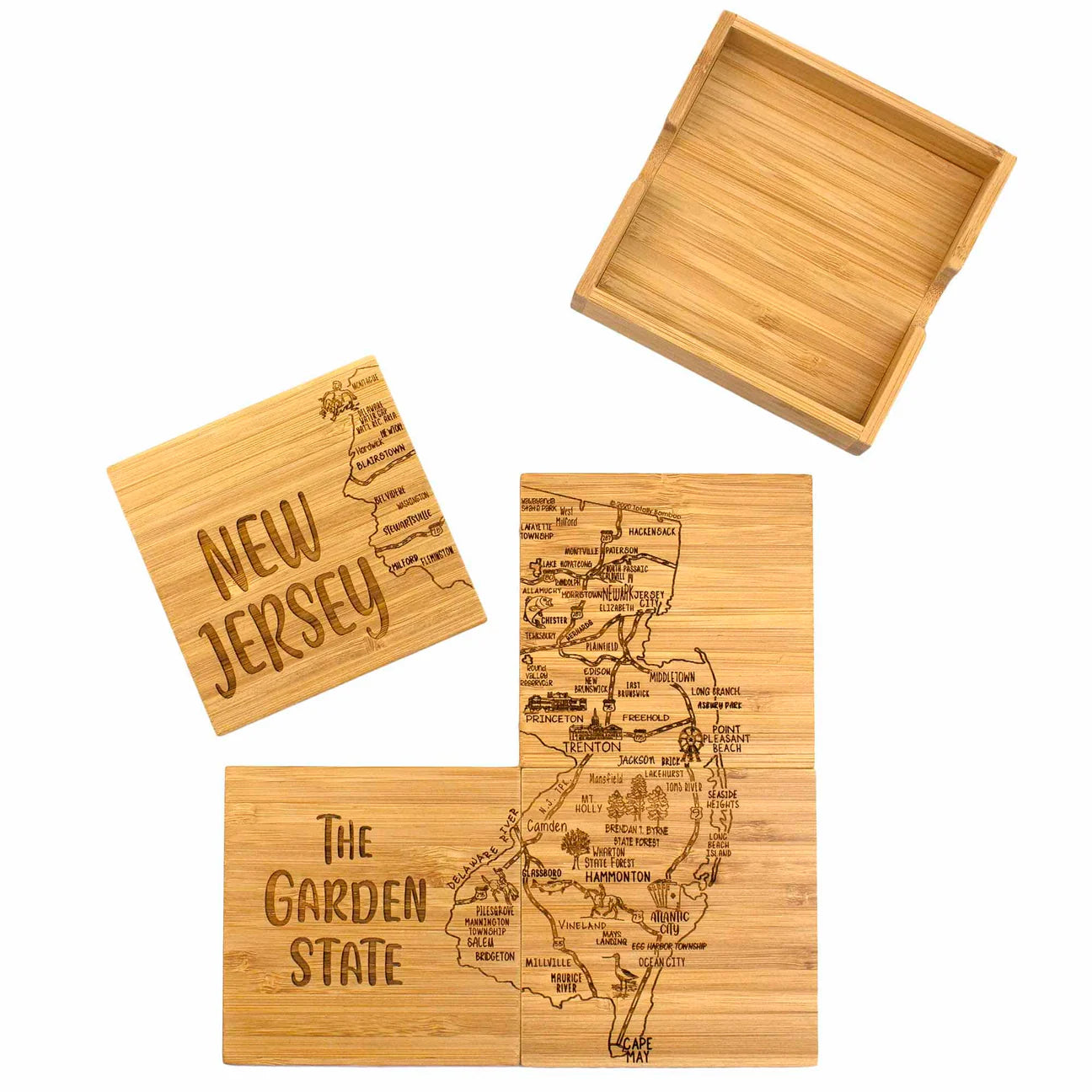 Totally Bamboo New Jersey State Puzzle 4-Pc. Coster Set With Case