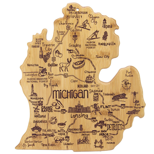 Totally Bamboo Destination Michigan Mitten shaped Cutting Board 