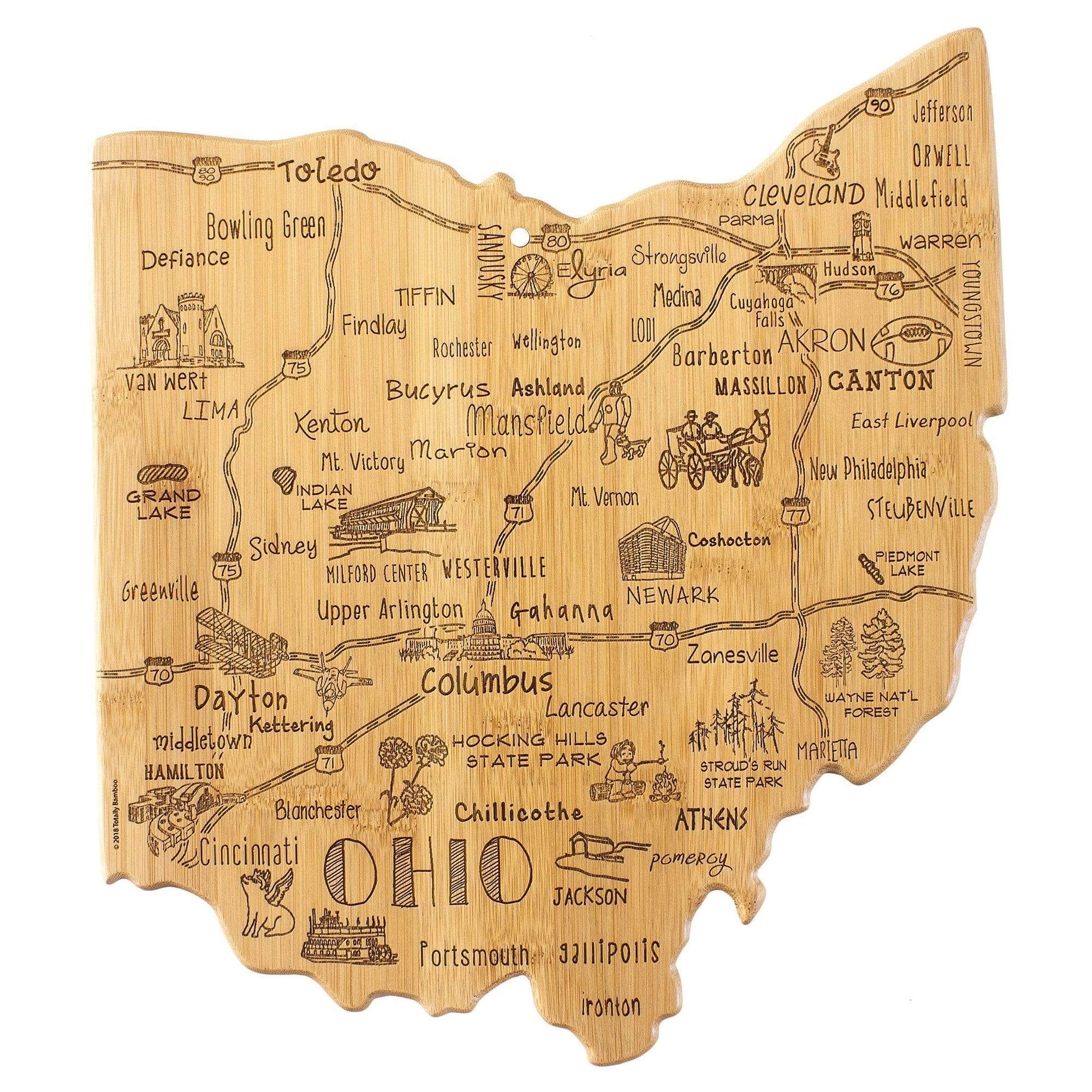 Totally Bamboo Destination Ohio Cutting and Serving Board