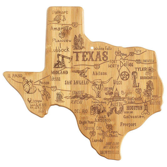Totally Bamboo Destination Texas Stated Shaped Cutting and Serving Board