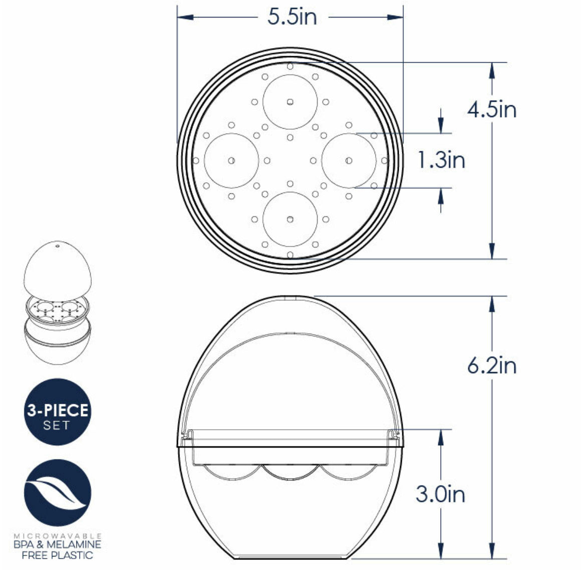 Nordic Ware Microwave Egg Boiler dimensions