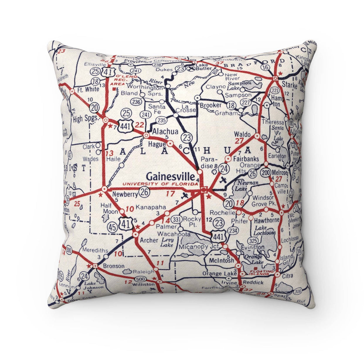 Gainesville Map Pillow - Home Gadgets